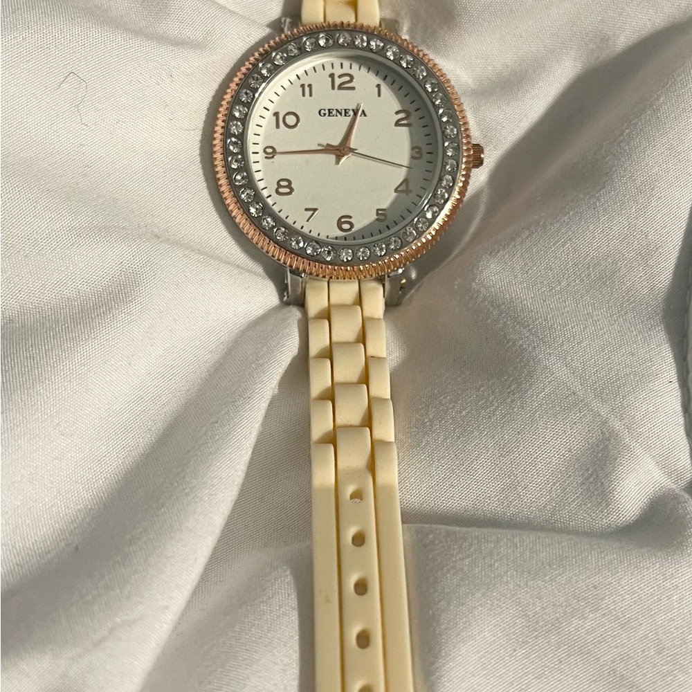 Geneva Ivory and Rose Gold Watch